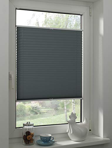 Sunpro24 Plissee auf Maß, Blickdichtes Faltrollo, Montage im Glasfalz mittels Schrauben, Sonnenschutzrollo, (B) 51-60 x (H) 20-80 cm, Grau von Sunpro24