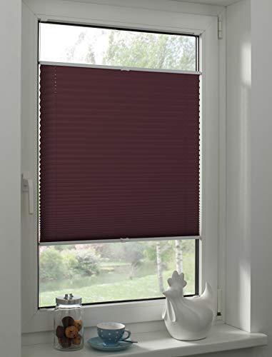 Sunpro24 Plissee auf Maß, Blickdichtes Faltrollo, Montage im Glasfalz mittels Schrauben, Sonnenschutzrollo, (B) 71-80 x (H) 131-140 cm, Rot von Sunpro24