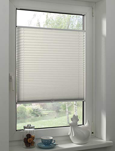 Sunpro24 Plissee auf Maß, Blickdichtes Faltrollo, Montage im Glasfalz mittels Schrauben, Sonnenschutzrollo, (B) 81-90 x (H) 111-120 cm, Creme von Sunpro24