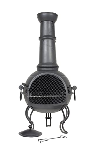 La Hacienda 56062b – 107 cm Kamin, Murcia dicker Stahl mit Grill – schwarz von La Hacienda