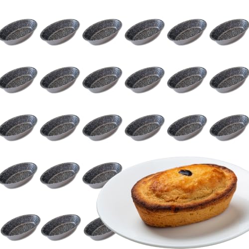 Ausstechformen für leckere Pastetchen, gesalzene Backform aus Aluminium, antihaftbeschichtet, Steinoptik, 100 % Made in Italy, Größe 10,5 x 7 cm (24) von Sunrise