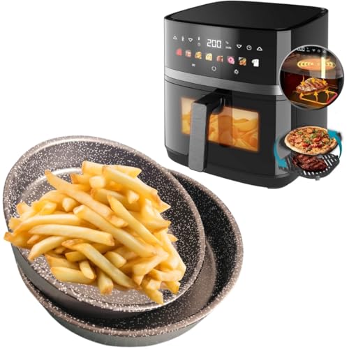 Sunrise - Backblech für Luftfritteuse aus antihaftbeschichtetem Aluminium für Luftfritteusen, Rad für Luftfritteusen, Kuchenform für Luftfritteuse - Made in Italy - Rund (18 cm + 20 cm) von Sunrise