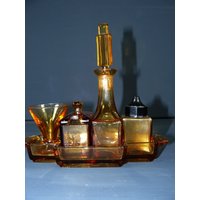 Artdeco Glas Menage Tisch Set Bernsteinfarbiges Farbglas 30S Rare German Glass Menage Artdeco Glas Menage Tisch Set Bernsteinfarbiges Farbglas 30S Rare German Glass Menage von SunriseVintageDE