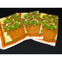 Vintage 3 Geschirrtücher Frottee Cotton Brazil 70S Floral Bunt von SunriseVintageDE