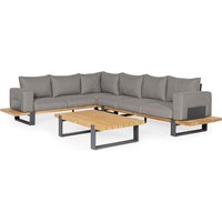 SUNS NARDO Lounge-Set 3-teilig Aluminium/Teak Matt royal grey/Light anthracite von Suns