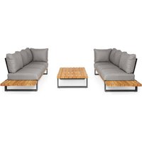 SUNS NARDO Lounge-Set 3-teilig Teak/Aluminium Matt royal grey/Light anthracite von Suns