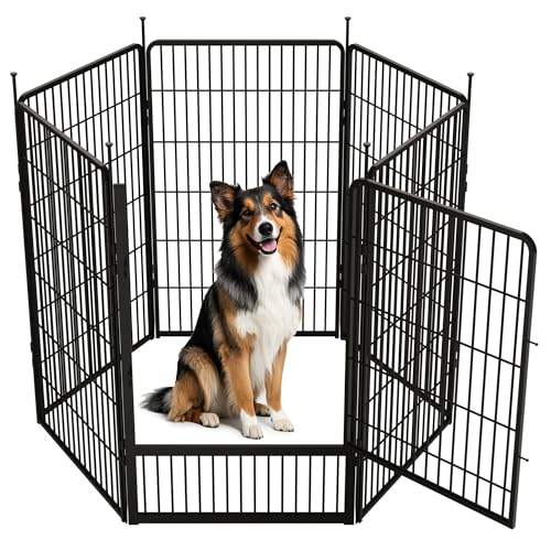 SunsGrove Welpenauslauf, Schwerlast Hundestall für drinnen mit 1 Türen, Anti-Rost Hundezaun, Automatische Verriegelung, Pet Playpen for Yard RV Camping (100 cm, 6 Paneele) von SunsGrove