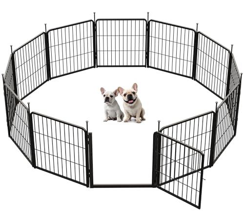 SunsGrove Welpenauslauf, Schwerlast Hundestall für drinnen mit 1 Türen, Anti-Rost Hundezaun, Automatische Verriegelung, Pet Playpen for Yard RV Camping (60 cm, 12 Paneele) von SunsGrove