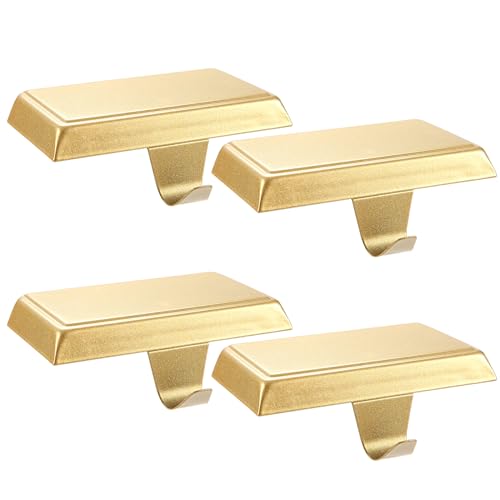 Sunshane Weihnachtsstrumpfhalter Kaminstrumpf Kleiderbügel Haken Kaminsims Metall Hängeschoss für Xmas Party Dekorationen (Gold, 4) von Sunshane