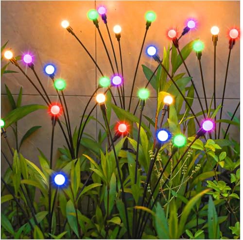 2 Stück 12 LED Wasserdicht Firefly Solar Gartenlichter,Glühwürmchen Solar Leuchte,Glühwürmchen Solargartenlichter,Solarleuchten für Außen Garten,Gartenbeleuchtung Außen,led Lichter Garten von Sunshine smile