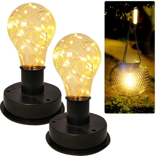 2 Stück Garten Solarleuchten Ersatzteile,Solarlampen Ersatzteile Top mit LED-Glühbirne,Solarleuchten Ersatz Top mit Heller LED-Glühbirne,Solar Ersatzdeckel,Solarpanel für Solarlampen für Außen Garten von Sunshine smile