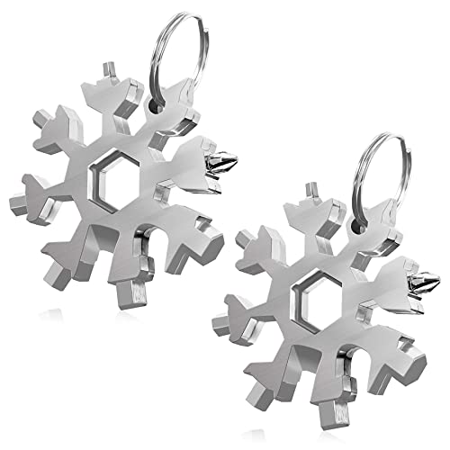 2 Stück Schneeflocken Multitool,18-in-1Snowflake Multitool,Edelstahl Schneeflocke,Multitool Schlusselanhang,Schneeflocke Werkzeug,Mann Geschenk,Coole Werkzeug Kleine Geschenk für Papa,Mann,Frauen von Sunshine smile