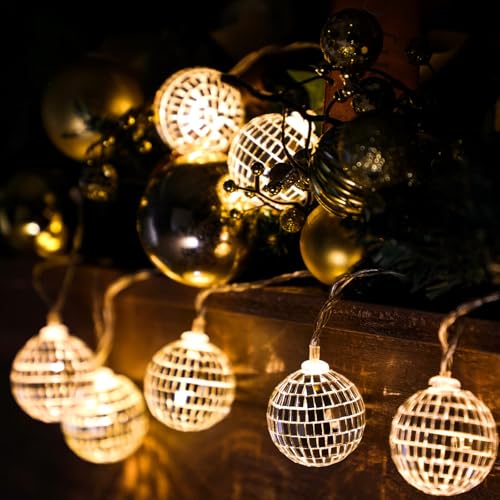 20 LED Discokugel Lichterkette,3m Disco Ball String Lights,Disco Spiegel Ball Lights,Mini Disco Balls,Disco Party Light Ornaments Tree Decoration Light,Orientalisch Marokkanische Lichterkette von Sunshine smile
