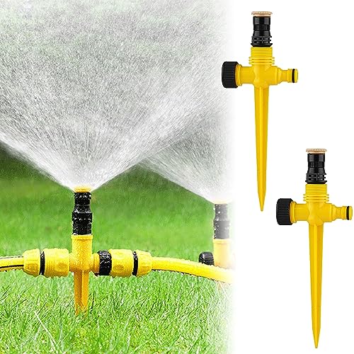 2Pcs Sprühregner,360° Automatische Bewässerung Gartensprenger,versenkt Sprinkler Rasensprenger,Multifunktion Garten Sprinkler,Wassersprenger Einstellbar Bewässerungssystem von Sunshine smile