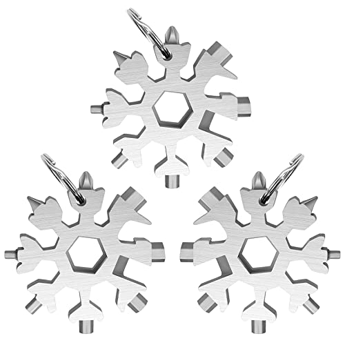 3 Stück Schneeflocken Multitool,18-in-1Snowflake Multitool,Edelstahl Schneeflocke,Multitool Schlusselanhang,Schneeflocke Werkzeug,Mann Geschenk,Coole Werkzeug Kleine Geschenk für Papa,Mann,Frauen von Sunshine smile