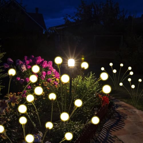 4 Stück 32 LED Wasserdicht Firefly Solar Gartenlichter,Glühwürmchen Solar Leuchte,Glühwürmchen Solargartenlichter,Solarleuchten für Außen Garten,Gartenbeleuchtung Außen,led Lichter Garten von Sunshine smile