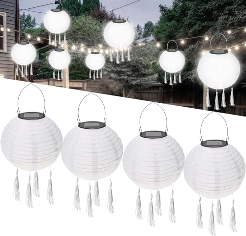 4Pcs Solar Lampions,LED Solar Lampions Garten Laterne,Lampions Außen Wetterfest Warmweiß,LED Lampion Solar Lichterkette Aussen,Solar Lampion Boho Style,Wasserdicht LED Solar Laterne Party Dekoration von Sunshine smile