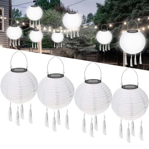 4Pcs Solar Lampions,LED Solar Lampions Garten Laterne,Lampions Außen Wetterfest Warmweiß,LED Lampion Solar Lichterkette Aussen,Solar Lampion Boho Style,Wasserdicht LED Solar Laterne Party Dekoration von Sunshine smile