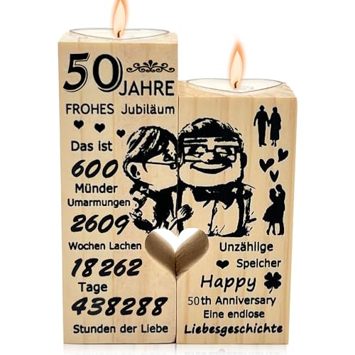 50 Jahrestag Geschenk für sie,50. Hochzeitstag Geschenke,Geschenke für Freundin,Jahrestag Geschenk für ihn,Geschenke für Frauen deko Kerzen,Kerzenständer aus Holz Geschenke,50. Hochzeit Deko von Sunshine smile