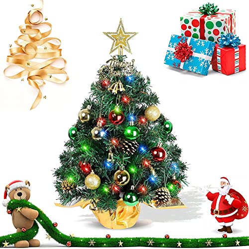 60cm Mini Weihnachtsbaum,Mini Tannenbaum für Tisch,Weihnachtsbaum Miniatur,Mini Weihnachts Baum mit LED Lichterketten,Künstlicher Weihnachtsbaum,Weihnachts Baum klein,Christbaum,Weihnachtsdeko von Sunshine smile
