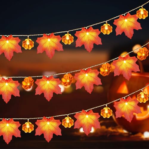 Ahornblätter Lichterketten,3 M 20 LED Halloween Kürbis Lichterketten,Herbst Lichterkette,Herbst Blättergirlande mit LED,Ahornblatt Licht,Batteriebetriebene Lichterkette,Thanksgiving,Innen Herbstdeko Ahornblätter Lichterketten,3 M 20 LED Halloween Kürbis Lichterketten,Herbst Lichterkette,Herbst Blättergirlande mit LED,Ahornblatt Licht,Batteriebetriebene Lichterkette,Thanksgiving,Innen Herbstdeko von Sunshine smile