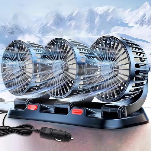 Auto Ventilator für Rücksitz,12V Auto Lüfter,Tragbare 360° drehbar Auto Fan Ventilator,2 Geschwindigkeiten Kühlender Ventilator Wohnmobil,Mini Ventilator Auto Innenrau für Lkw, Van, Suv, Rv von Sunshine smile
