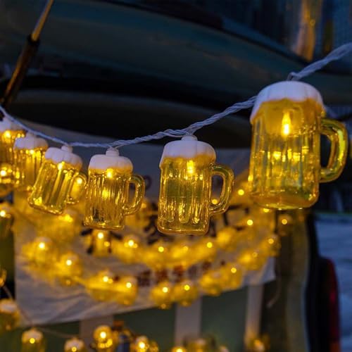 Bierkrug LED Lichterkette,3M 20 LED Bierkrug Led Lichterkette Batterie,Beleuchtung Outdoor Hängeleuchten,Bier Tasse Baumeln Batteriebetrieben für Bar,Party,Hochzeit,Garten,Oktoberfestes,Weihnachten von Sunshine smile