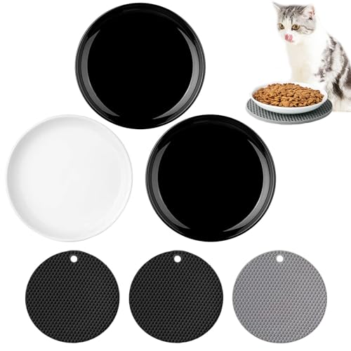 Katzennapf Keramik,Futternapf Katze Keramik,3PCS Katzenschüssel,Breite Flache Katzenfutterteller,Katzenfutterteller aus Keramik,Flache Näpfe,Flache Schalen,Futternapf Katze Napf rutschfest Set von Sunshine smile