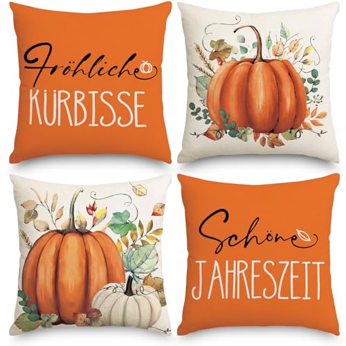 Herbst Kissenbezug 45 x 45 cm,Kürbisse Herbst Kissenbezüge 4er Set,Kissenbezug 45x45 Herbst,Kissenbezüge Herbst Outdoor für Bauernhaus Thanksgiving Halloween Bettwäsche Wohnzimmer Herbst Dekoration Herbst Kissenbezug 45 x 45 cm,Kürbisse Herbst Kissenbezüge 4er Set,Kissenbezug 45x45 Herbst,Kissenbezüge Herbst Outdoor für Bauernhaus Thanksgiving Halloween Bettwäsche Wohnzimmer Herbst Dekoration von Sunshine smile