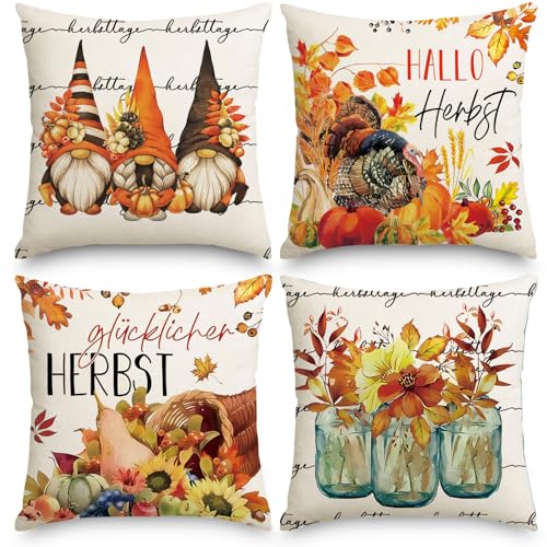 Herbst Kissenbezug 50 x 50,Kürbisse Herbst Kissenbezüge 4er Set,Kissenbezug 50x50 Herbst,Kissenbezüge Herbst Outdoor für Bauernhaus Thanksgiving Halloween Bettwäsche Wohnzimmer Herbst Dekoration Herbst Kissenbezug 50 x 50,Kürbisse Herbst Kissenbezüge 4er Set,Kissenbezug 50x50 Herbst,Kissenbezüge Herbst Outdoor für Bauernhaus Thanksgiving Halloween Bettwäsche Wohnzimmer Herbst Dekoration von Sunshine smile