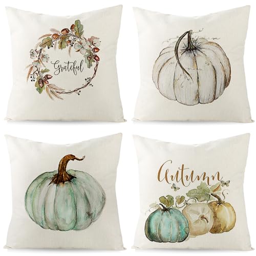 Herbst Kissenbezug 50x50 cm,4er Set Herbstdeko Kissenbezug,Kürbis Kissenbezug,Dekorative Kissenhülle Erntedankfest,Kürbisse Herbst Kissenbezüge für Schlafzimmer Wohnzimmer Couch Zierkissen Herbst Kissenbezug 50x50 cm,4er Set Herbstdeko Kissenbezug,Kürbis Kissenbezug,Dekorative Kissenhülle Erntedankfest,Kürbisse Herbst Kissenbezüge für Schlafzimmer Wohnzimmer Couch Zierkissen von Sunshine smile