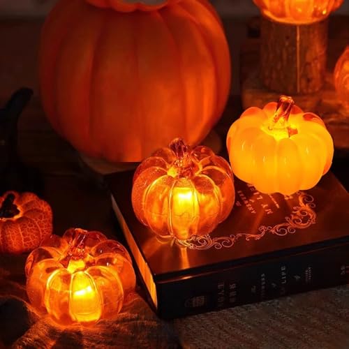 Herbstdeko Kürbis Deko mit LED Licht,Pack of 3 Halloween Lantern,Herbstdeko Kürbis Laterne,Halloween Decorative Pumpkin,Autumn Decoration,Pumpkin Decoration,Licht für Tischdeko,Erntedankfest,Party von Sunshine smile