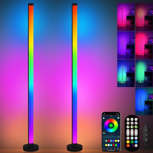 LED Stehlampe Wohnzimmer,Ecklampe RGB Dimmbar,LED Ecklampe,Dimmbar LED Standleuchte,Eckleuchten,Smart LED Stehlampe mit Fernbedienung,16 Millionen Farben,App Steuerung Musik Sync Timer für Zuhause von Sunshine smile