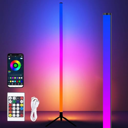 Sunshine smile LED Stehlampe Wohnzimmer, Ecklampe Dimmbar, RGB, Smart, App Steuerung, Musik Sync, für Wohnzimmer, Schlafzimmer, Spielzimmer von Sunshine smile