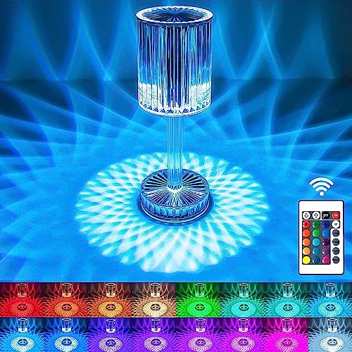 LED Kristall Tischlampe,Kristall Diamant Tischlampe,2000mAH 16 Farben Touching Control Rose Crystal Lampe,Crystal Tischlampe,Kristall Lampe,Nachttischlampe Farbwechsel Nachtlicht für Schlafzimmer von Sunshine smile