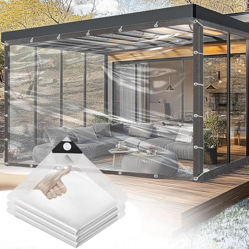 Plane Durchsichtig für Außenbereich 1.5 * 4m,2025 Neuestes Upgrade Reißen verhindern Ösen Transparente Plane,Kann starken Wind Stand von Sunshine smile