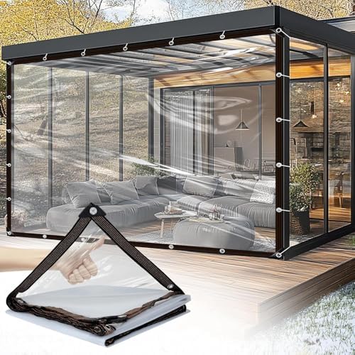 Plane Durchsichtig für Außenbereich 3.5 * 3.5m,Transparente Plane,Regenschutz Plane,Plane Wasserdicht Durchsichtig uv Best Ndig,Luftdichte+Plane+Transparent,Abdeckplane Mit Ösen von Sunshine smile
