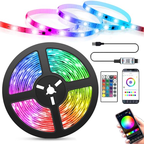 RGB led strip, USB 2M led streifen lichter, led lichtband, lichterkette App Steuerung, Musik Sync Led lights, Rgb Flexibel Led band, beleuchtung deko Bluetooth, lichter für Deko Zimmer Gaming Küche von Sunshine smile