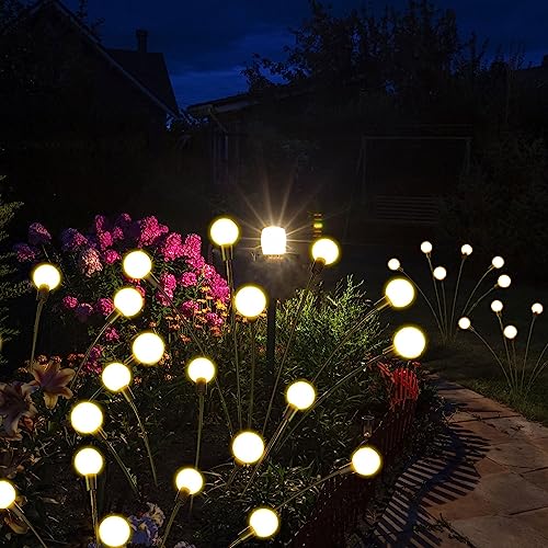 4 Stück 24 LED Wasserdicht Firefly Solar Gartenlichter,Glühwürmchen Solar Leuchte,Glühwürmchen Solargartenlichter,Solarleuchten für Außen Garten,Gartenbeleuchtung Solar Außen,led Lichter Garten Solar von Sunshine smile