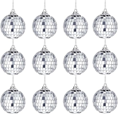 Spiegelkugel,12Pcs Discokugel,2cm Silberne Hängekugel,Silber Discokugel,Silberne Spiegelkugeln,Spiegel Discokugeln,bruchsicher Weihnachtsdekorationen Baumkugeln von Sunshine smile