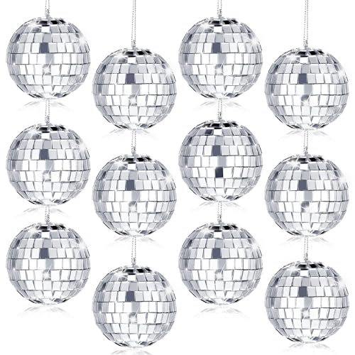 Spiegelkugel,12Pcs Discokugel,3cm Silberne Hängekugel,Silber Discokugel,Silberne Spiegelkugeln,Spiegel Discokugeln,bruchsicher Weihnachtsdekorationen Baumkugeln von Sunshine smile