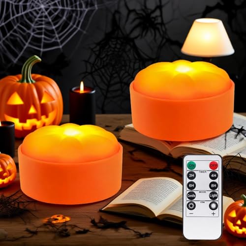 Sunshine smile 2 Stück Halloween LED Kürbis Lichter,LED Licht mit Fernbedienung,Halloween Kürbis Lichter Lampe,Nachtlicht,Teelichter für Deko Sunshine smile 2 Stück Halloween LED Kürbis Lichter,LED Licht mit Fernbedienung,Halloween Kürbis Lichter Lampe,Nachtlicht,Teelichter für Deko von Sunshine smile
