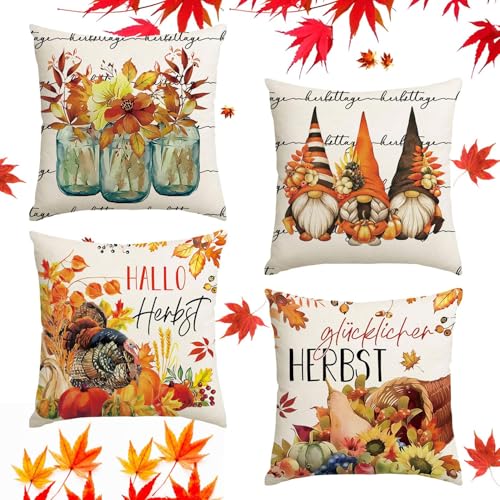 Sunshine smile 4 Stück Herbst Kissenbezüge, Kissenhülle Herbst, Thanksgiving kissenbezüge, Kissenbezug Herbstdeko, Dekorative Kissenbezug für Sofa Couch Bett Garten Outdoor Home Decor Sunshine smile 4 Stück Herbst Kissenbezüge, Kissenhülle Herbst, Thanksgiving kissenbezüge, Kissenbezug Herbstdeko, Dekorative Kissenbezug für Sofa Couch Bett Garten Outdoor Home Decor von Sunshine smile
