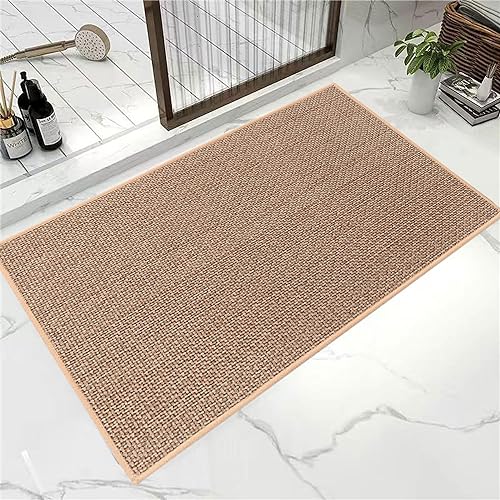 50*80 Leinen Küchenteppich, Jute Teppich Geflochten Natur , Schmutzabweisend Bodenmatte Für Bad,Rutschfest Küchenteppich,Badvorleger Rutschfest Waschbar,Küchenteppich Vor Der Spüle, Flurteppich von Sunshine smile