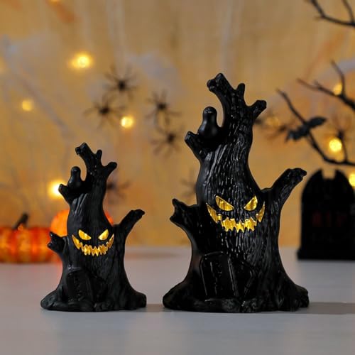 Sunshine smile Halloween Deko Geister Baumstumpf mit LED Licht, 2 Stück Baumstumpf Figuren Leuchtende,LED Batteriebetriebene Geister für Halloween Dekoration Sunshine smile Halloween Deko Geister Baumstumpf mit LED Licht, 2 Stück Baumstumpf Figuren Leuchtende,LED Batteriebetriebene Geister für Halloween Dekoration von Sunshine smile