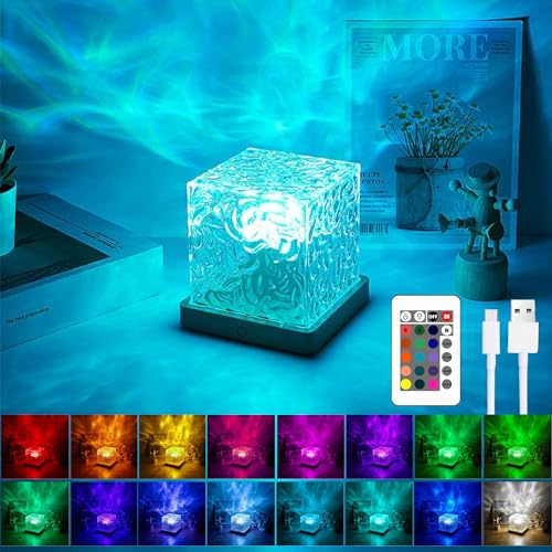 Wave Lamp,16 RGB Lampe,LED Nachttischlampe,Tischlampe LED Lampe,USB Nachtlichtlampe,LED Tischlampe Kristall,Dimming Kristall Nachtlichtlampe,Wave Lamp Tischlampe,Rgb Farbwechsel Nachtlicht von Sunshine smile