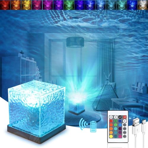 Wave Lamp,Sternenhimmel Projektor,16 RGB Lampe,LED Nachttischlampe,Tischlampe LED Lampe,USB Nachtlichtlampe,LED Tischlampe Kristall,Dimming Kristall Nachtlichtlampe,Rgb Farbwechsel Nachtlicht von Sunshine smile