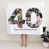 Personalisierte Foto Namen Decke | 40 Jahre Geburtstags-Decke Benutzerdefinierte Bild Collage Geburtstag von SunshineGarments