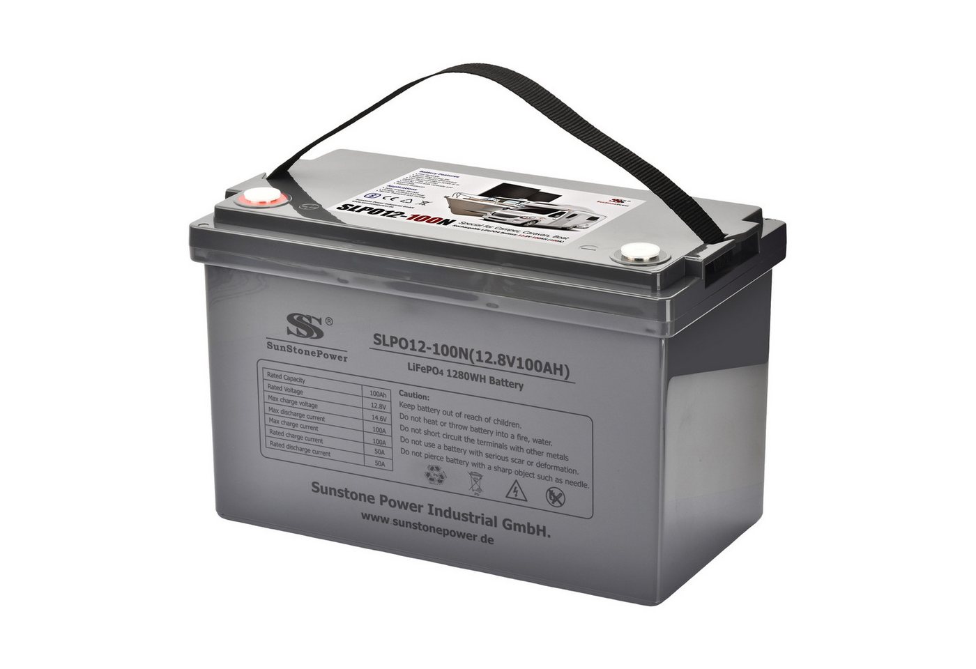 Sunstone Power 12V LiFePO4 Batterie 100AH Lithium Stromspeicher mit Blutooth Solarakkus 100000 mAh (12 V), Solar Batterie Akku, Extrem zyklenfest von Sunstone Power