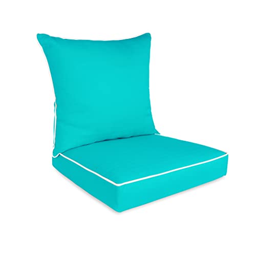 Suntastic O'Linen 2er Set Tiefkissen für Terrassenmöbel, türkis von Suntastic